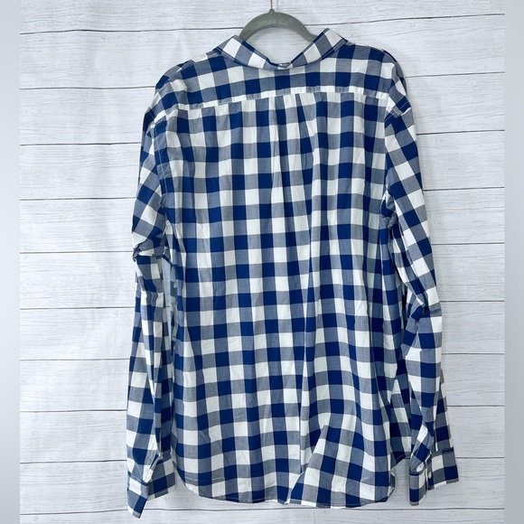 NWT Old Navy Slim Fit Gingham Long Sleeve Button Down XXL Blue White 💗 - Picture 4 of 4